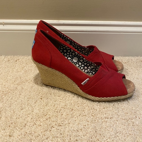 Toms Shoes - Red TOMS Wedges